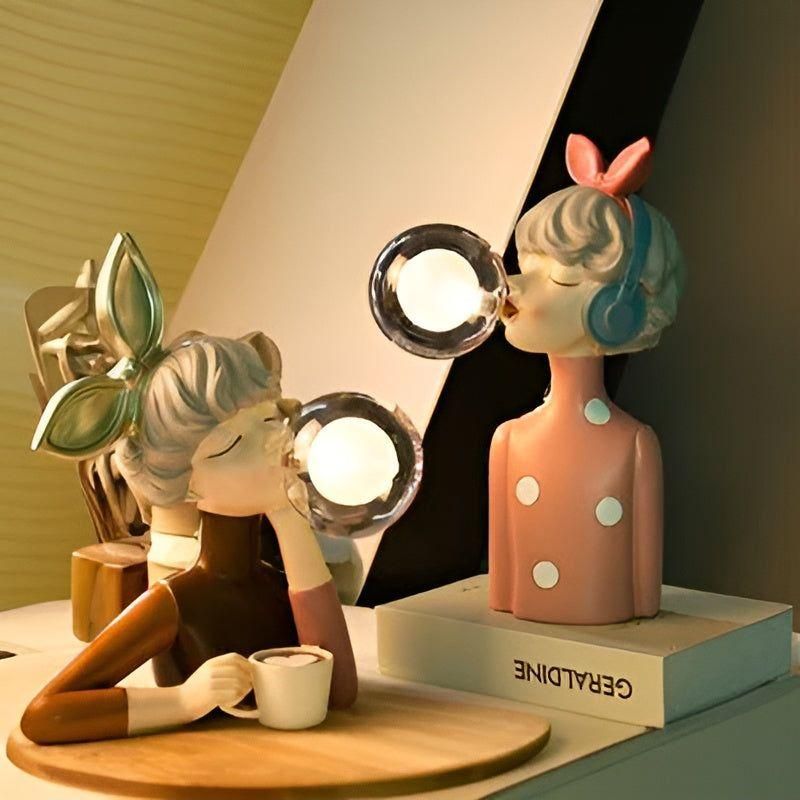 Luz nocturna con efecto burbuja – Adorno de niña burbuja USB lámpara de mesa para un hogar acogedor