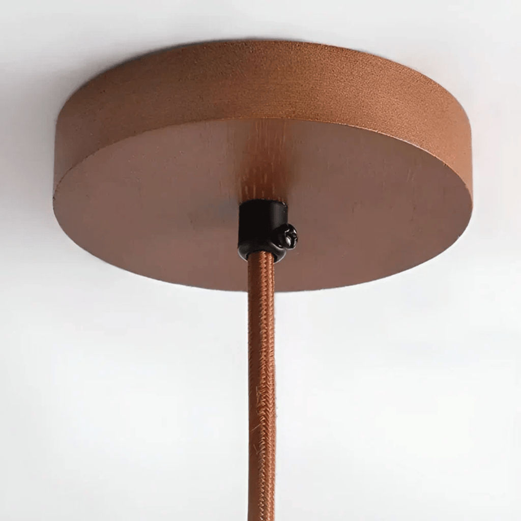 TRANQUILHALO – Lámpara de techo retro LED de madera y piedra para un ambiente tranquilo