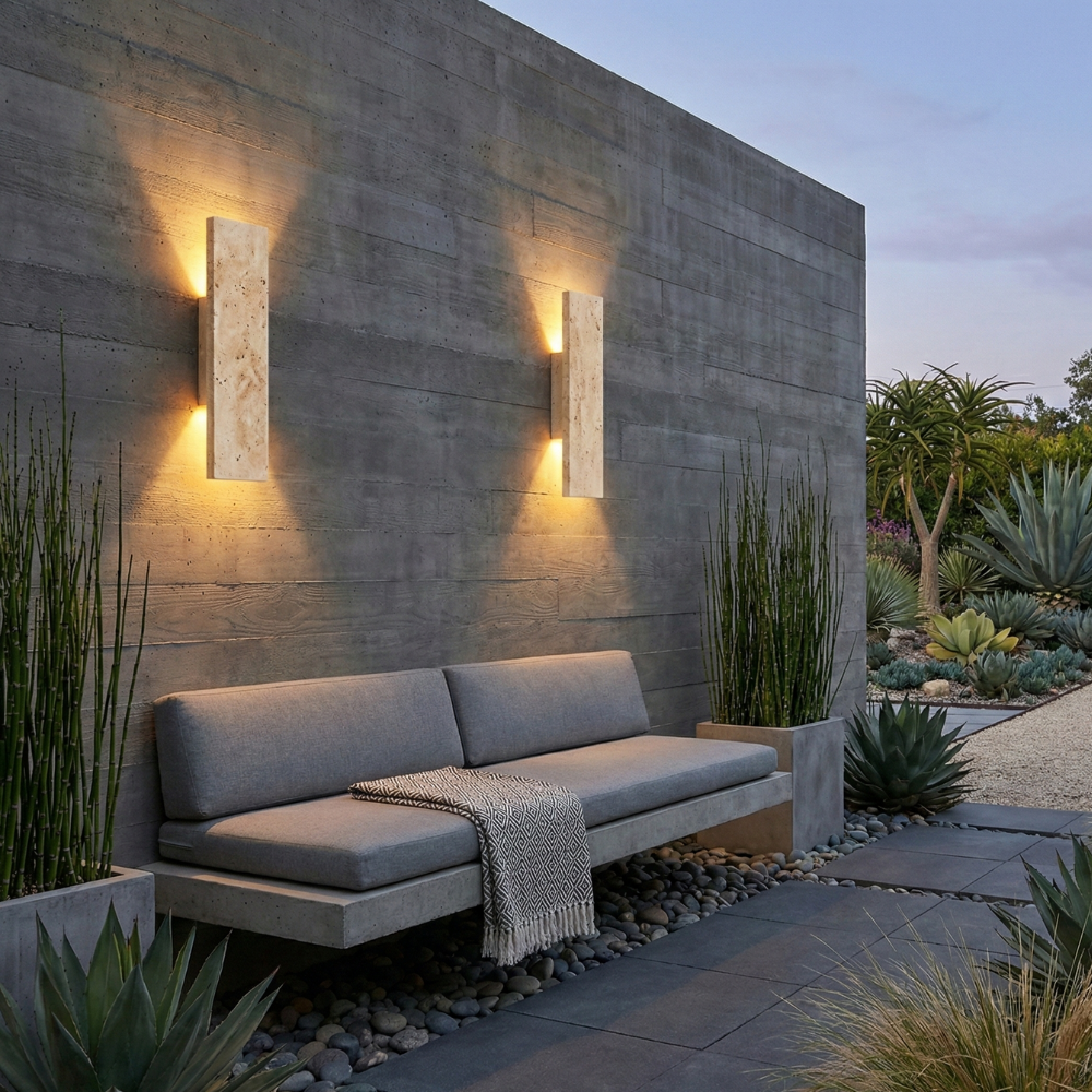 Aplique de Pared LED para Exteriores | Lámpara de Piedra Natural Impermeable para Paredes Exteriores