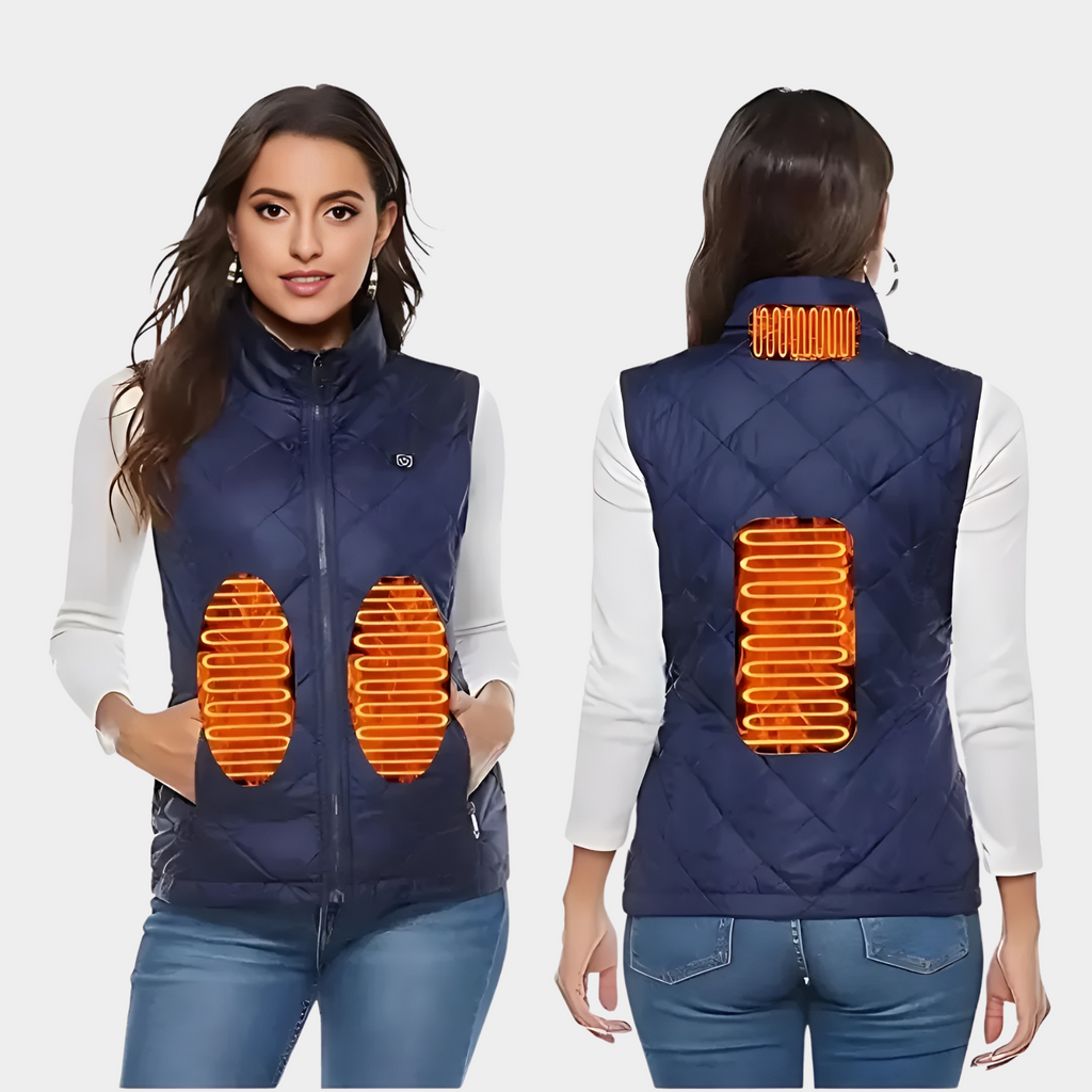 Chaleco calefactable para mujeres con control dual y 9 zonas de calefacción – comodidad y calidez para cada temporada