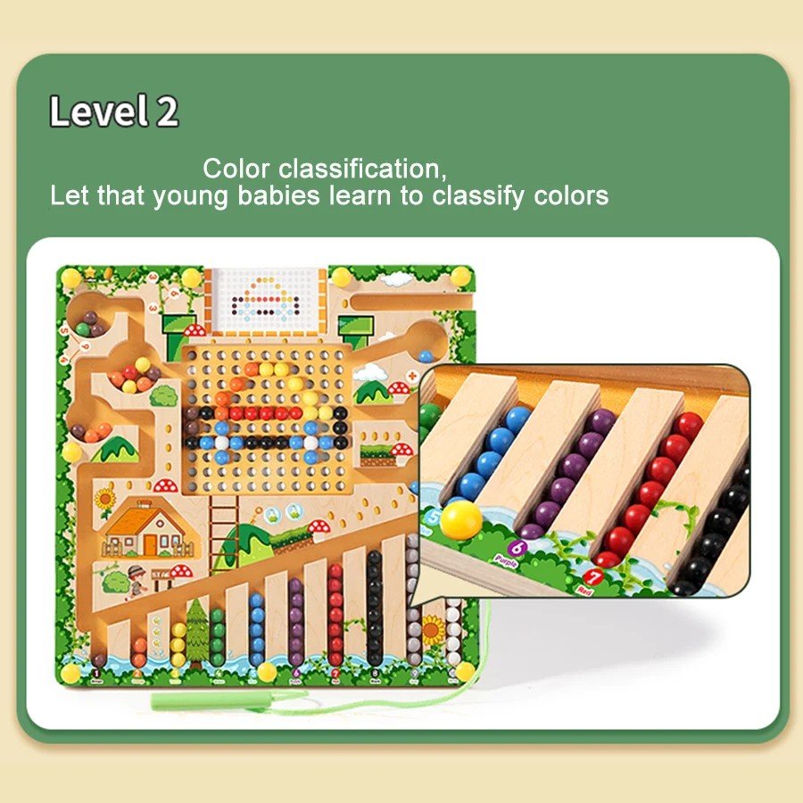 NUMBERRAIL – Laberinto Magnético Montessori para Números, Colores y Lógica