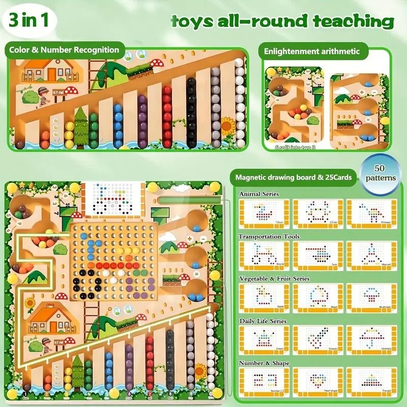 NUMBERRAIL – Labyrinthe Magnétique Montessori pour Nombres, Couleurs & Logique