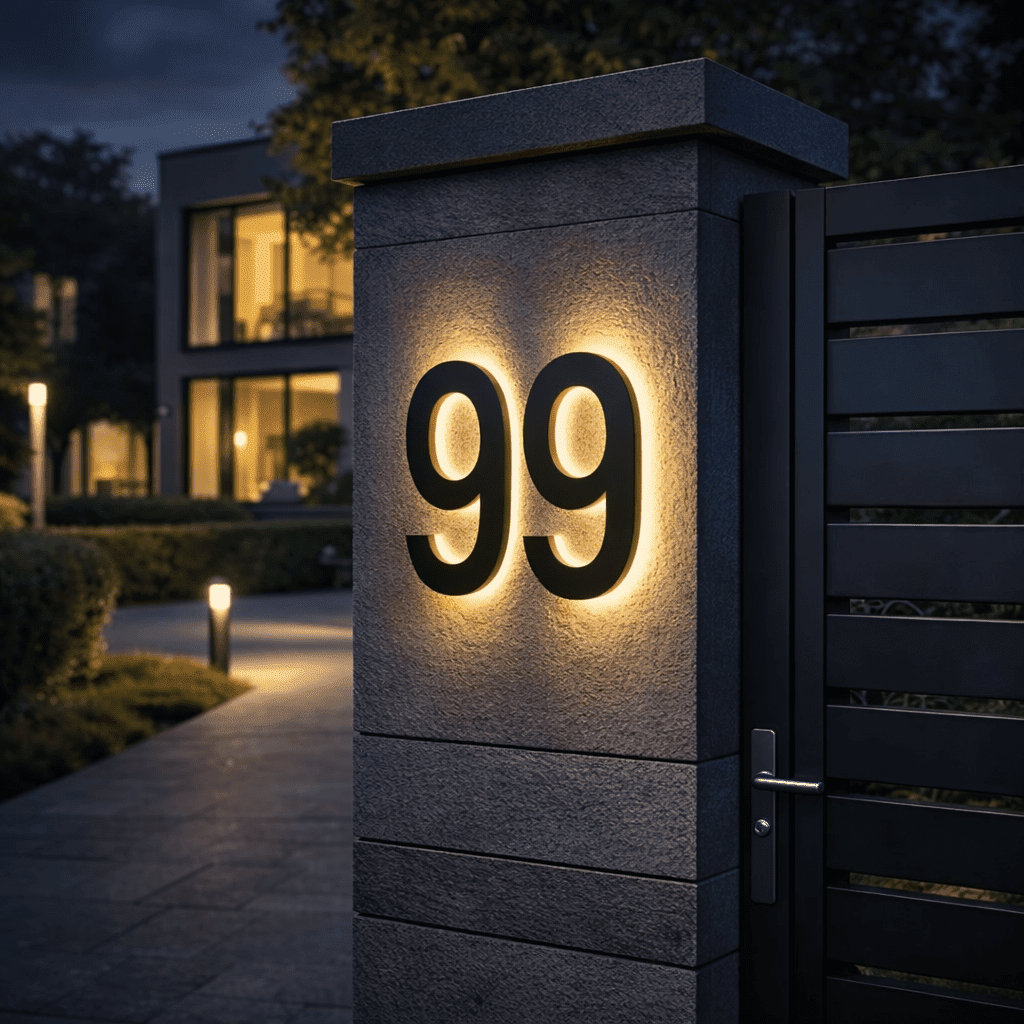 LICHTZEICHEN – Números de casa LED personalizables para casas modernas