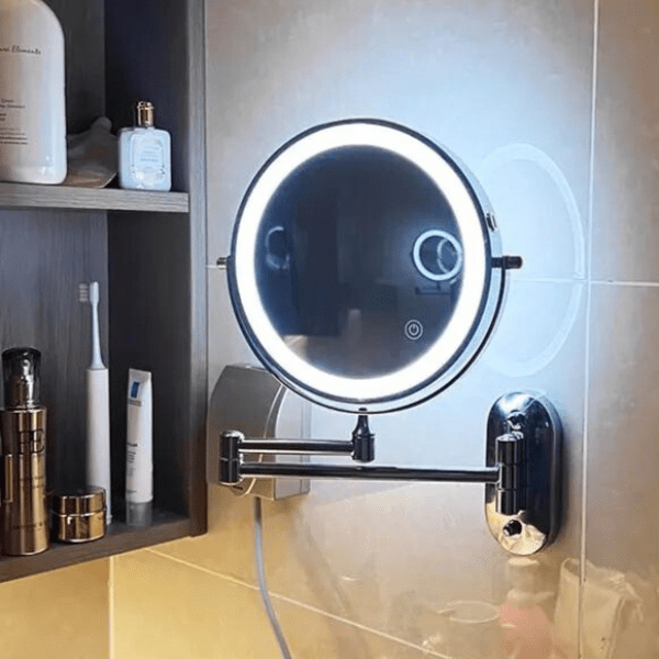 MAGNIFILUX – Espejo de aumento LED con iluminación ajustable y batería recargable