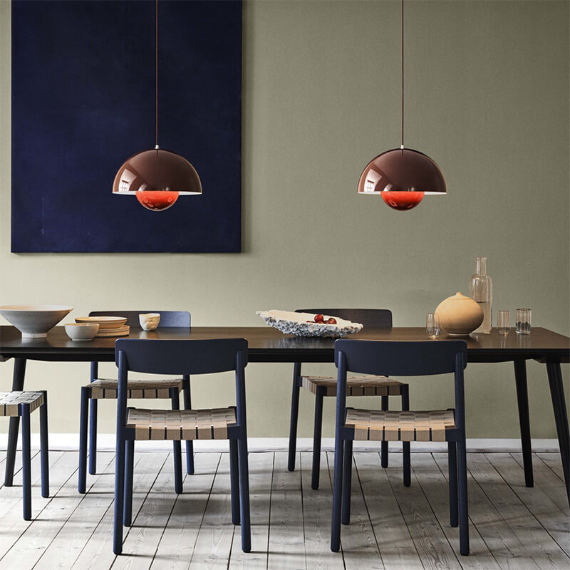 Lámpara colgante nórdica con pantalla de metal en forma de cúpula – lámpara colgante regulable para iluminar la cocina en estilo escandinavo