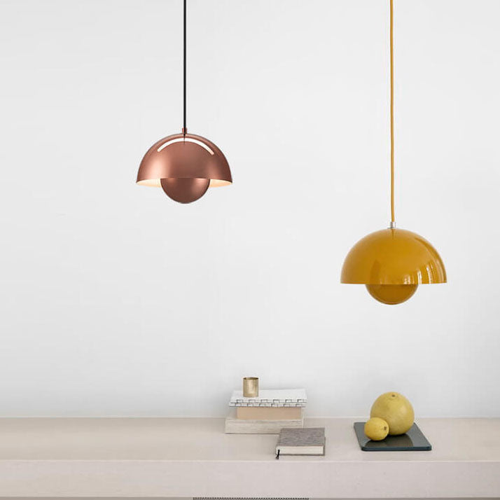 Lámpara colgante nórdica con pantalla de metal en forma de cúpula – lámpara colgante regulable para iluminar la cocina en estilo escandinavo