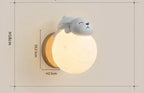 Lámpara de luna para habitación infantil – Lámpara de pared de madera con figura de oso