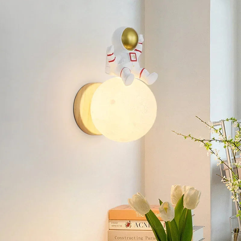 Lámpara de luna para habitación infantil – Lámpara de pared de madera con figura de oso