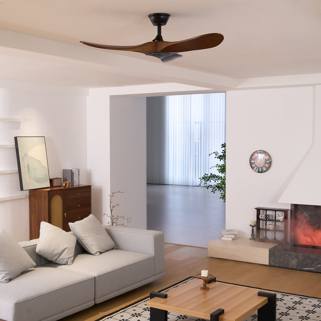 Ventilador de Techo Moderno Leno de Madera de Nogal con Control Remoto