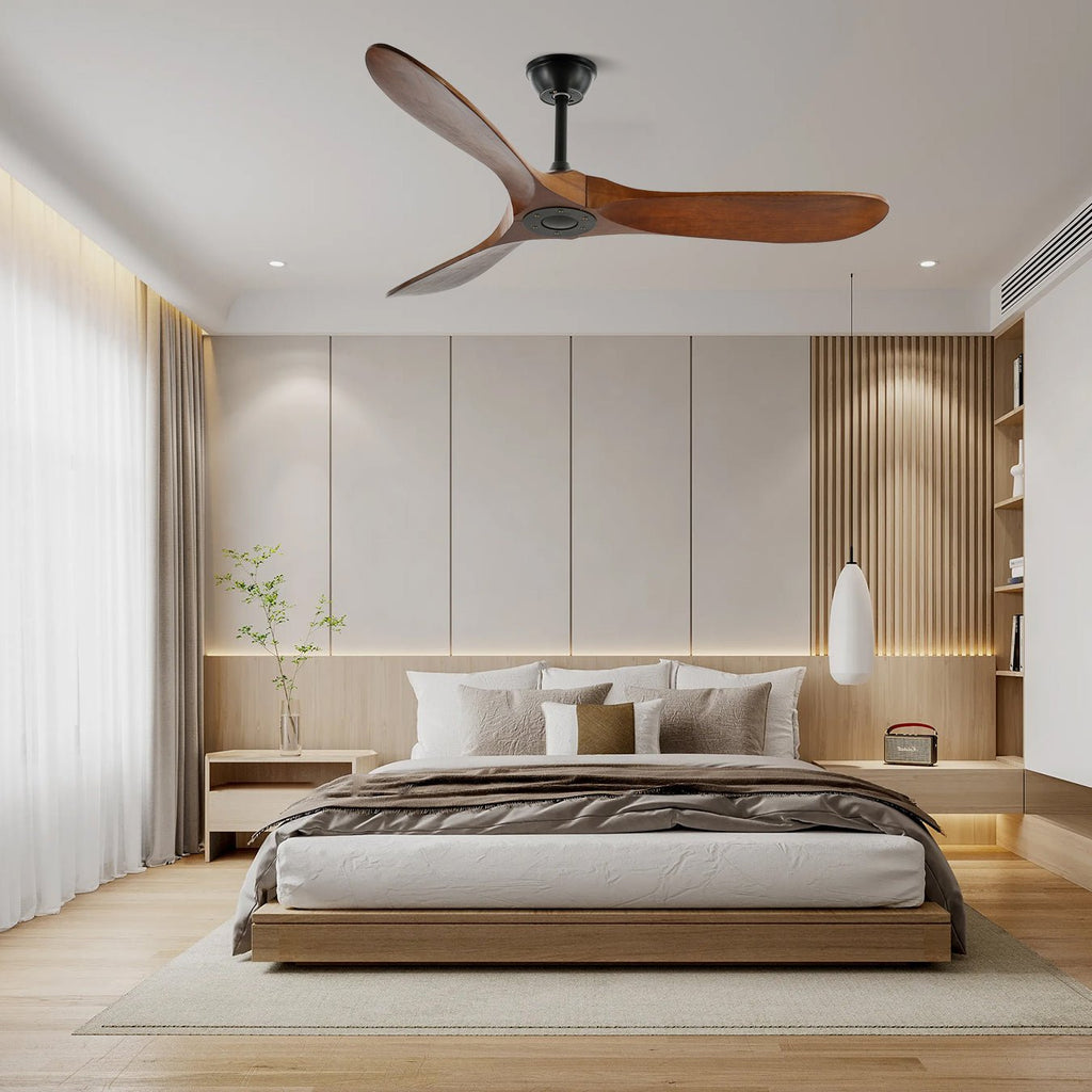 Ventilador de Techo Moderno Leno de Madera de Nogal con Control Remoto