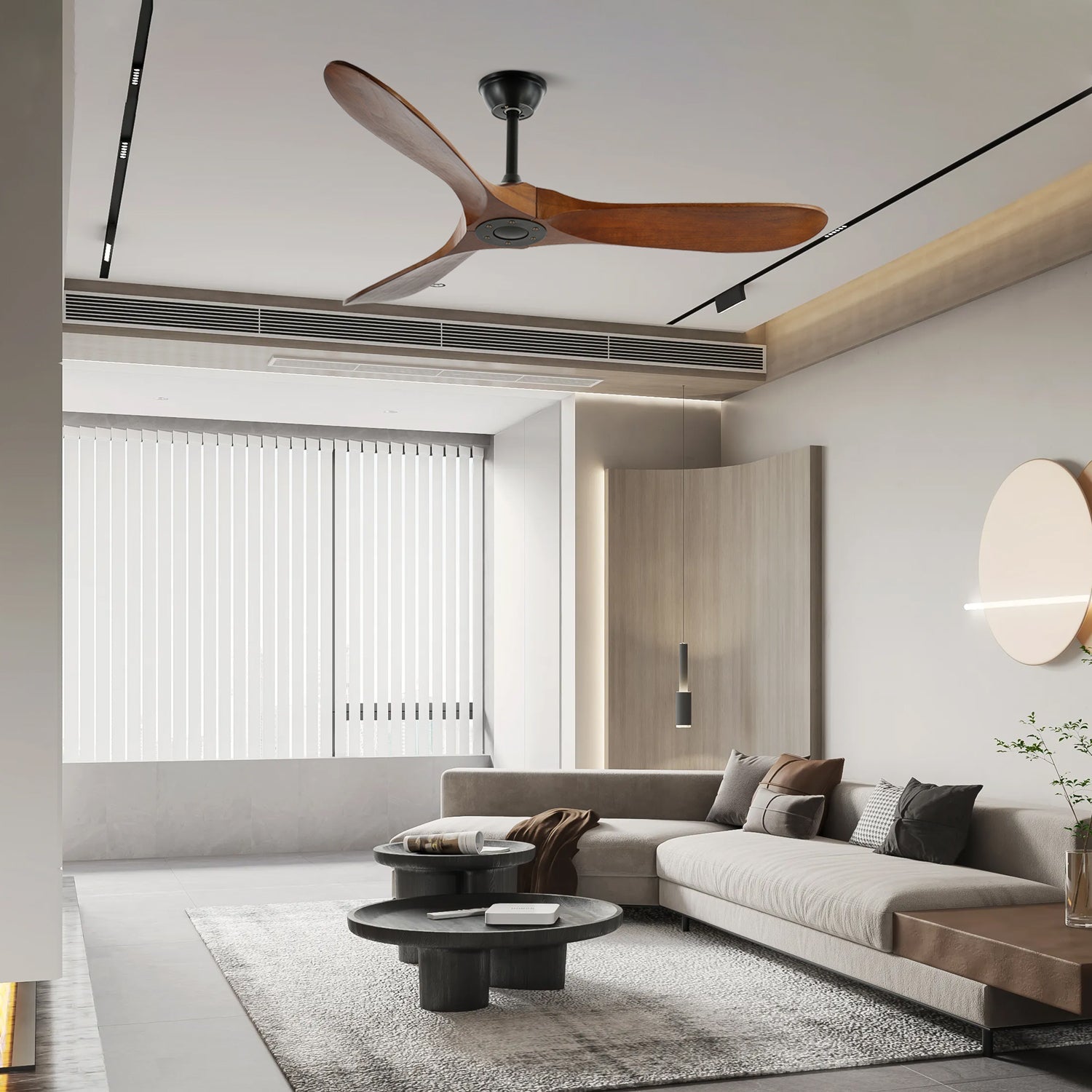 Ventilador de Techo Moderno Leno de Madera de Nogal con Control Remoto