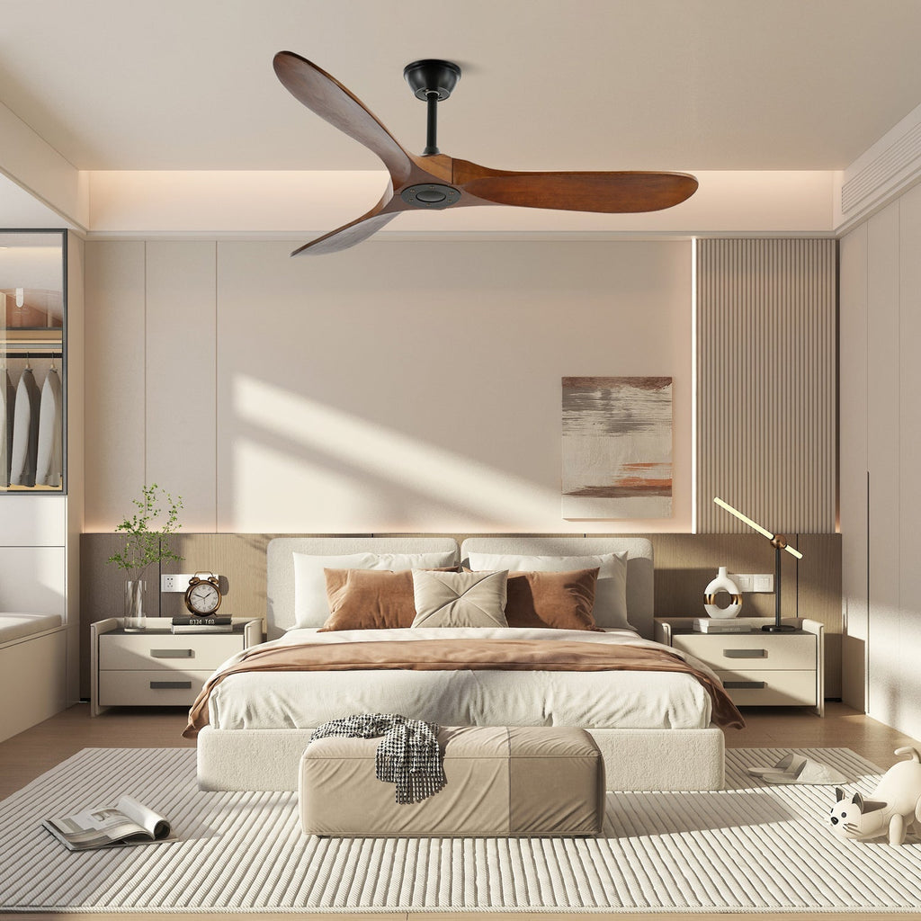 Ventilador de Techo Moderno Leno de Madera de Nogal con Control Remoto
