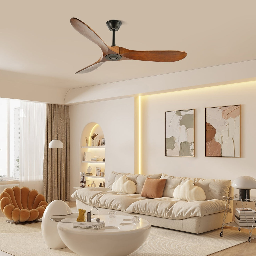 Ventilador de Techo Moderno Leno de Madera de Nogal con Control Remoto
