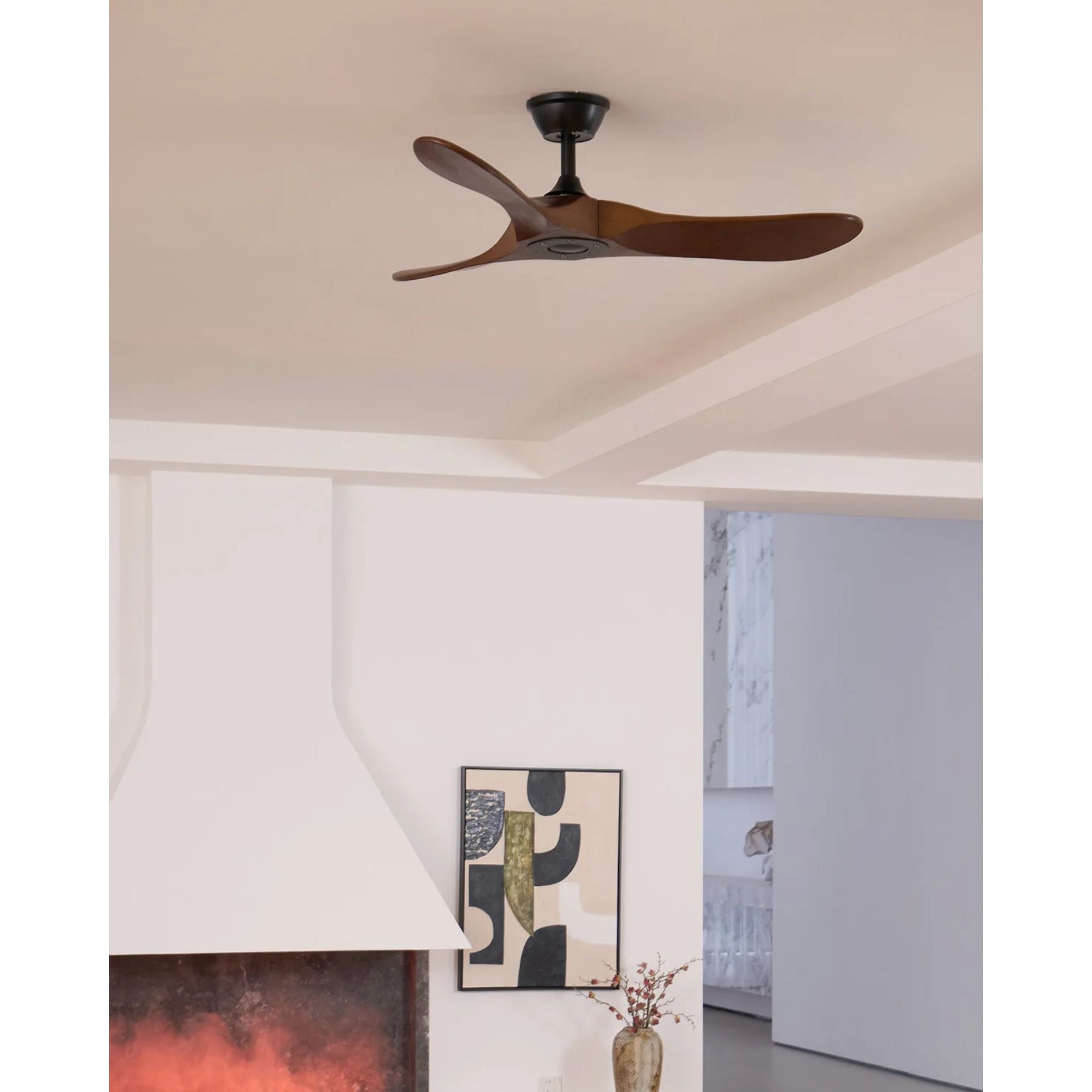 Ventilador de Techo Moderno Leno de Madera de Nogal con Control Remoto