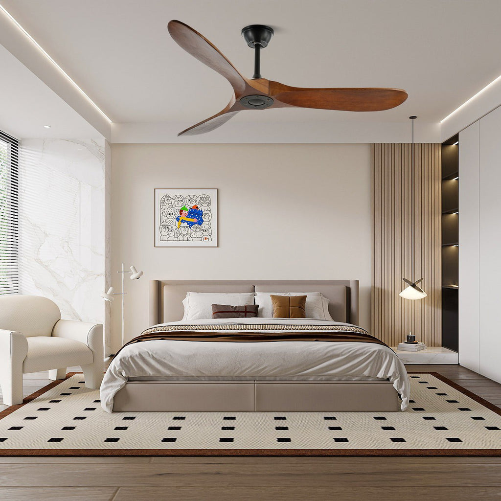 Ventilador de Techo Moderno Leno de Madera de Nogal con Control Remoto
