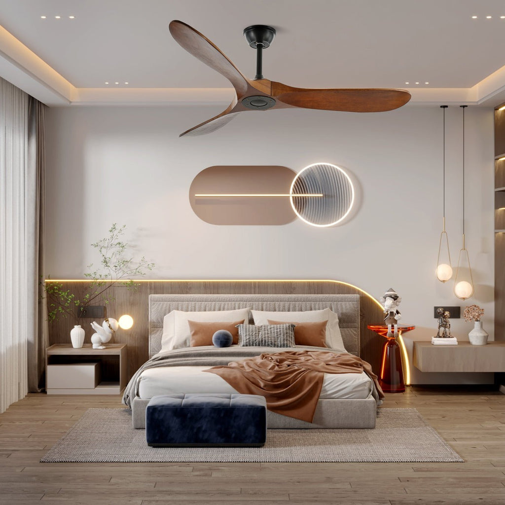 Ventilador de Techo Moderno Leno de Madera de Nogal con Control Remoto