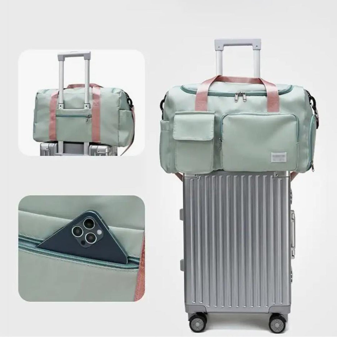 Bolsa de viaje multi-bolsillos, duffle deportiva y de gimnasio con compartimento separado para zapatos