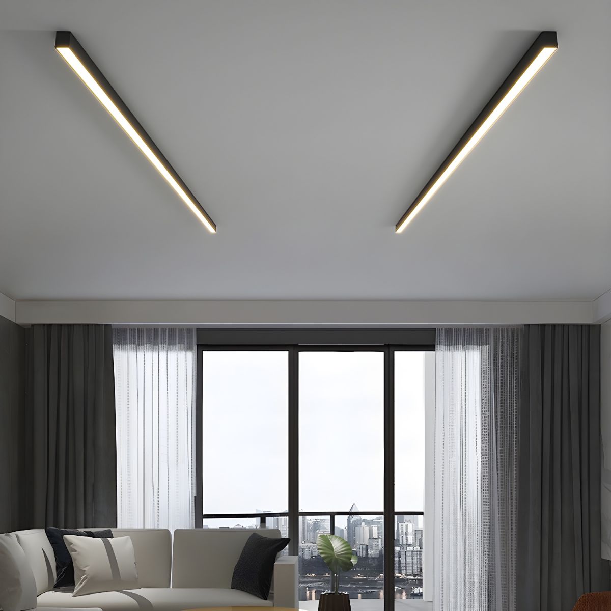 Luz Colgante/Empotrada LED Lineal - Ajustable de Tres Colores