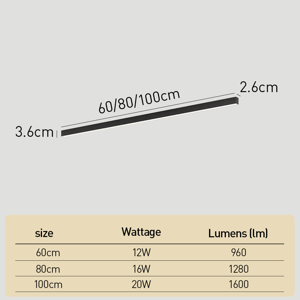 Luz Colgante/Empotrada LED Lineal - Ajustable de Tres Colores