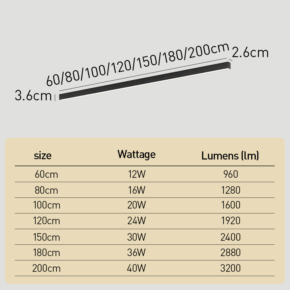 Luz Colgante/Empotrada LED Lineal - Ajustable de Tres Colores