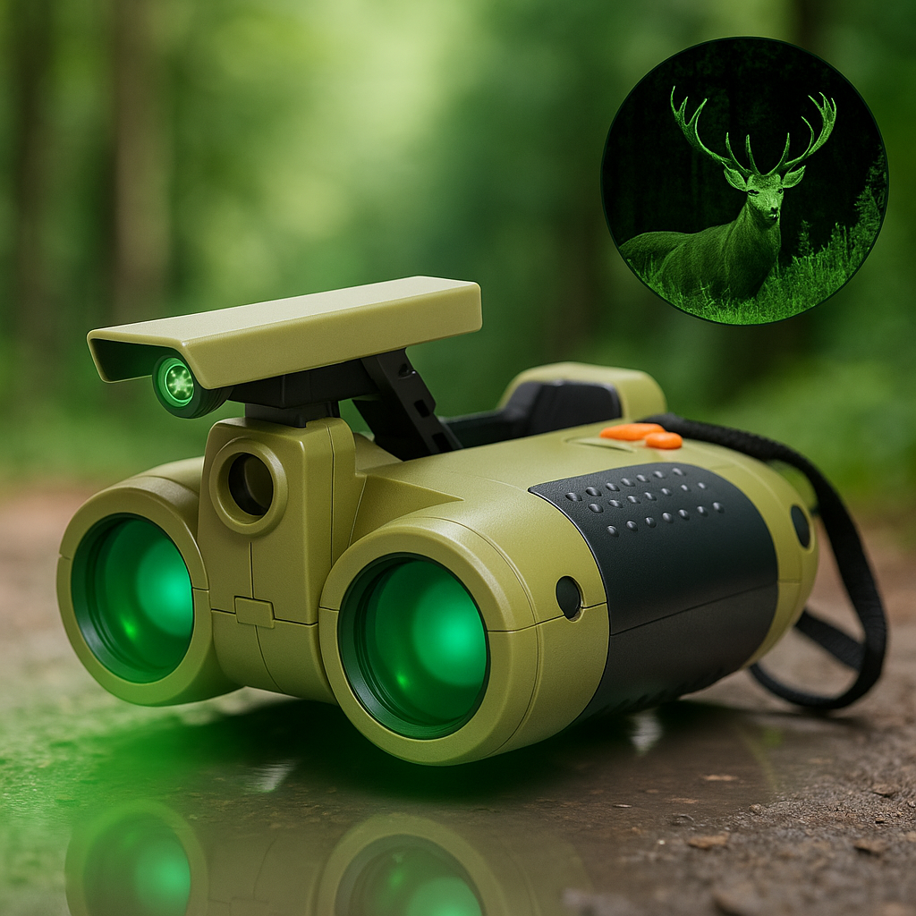 Binoculares de visión nocturna para niños con soporte ajustable para exploración al aire libre – observación de día y de noche