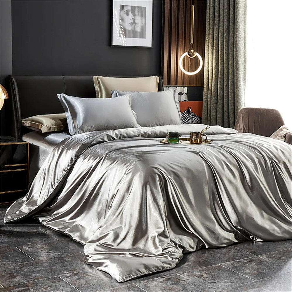 Ropa de Cama de Seda de Lujo 160x200 de Satén – acabado de satén suave y brillo real para tu dormitorio – ideal para un sueño elegante y un regalo perfecto para quienes valoran la más alta calidad