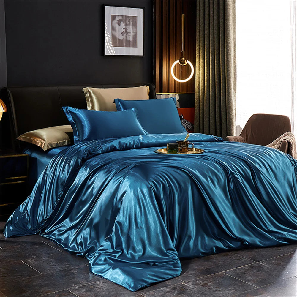 Ropa de Cama de Seda de Lujo 160x200 de Satén – acabado de satén suave y brillo real para tu dormitorio – ideal para un sueño elegante y un regalo perfecto para quienes valoran la más alta calidad