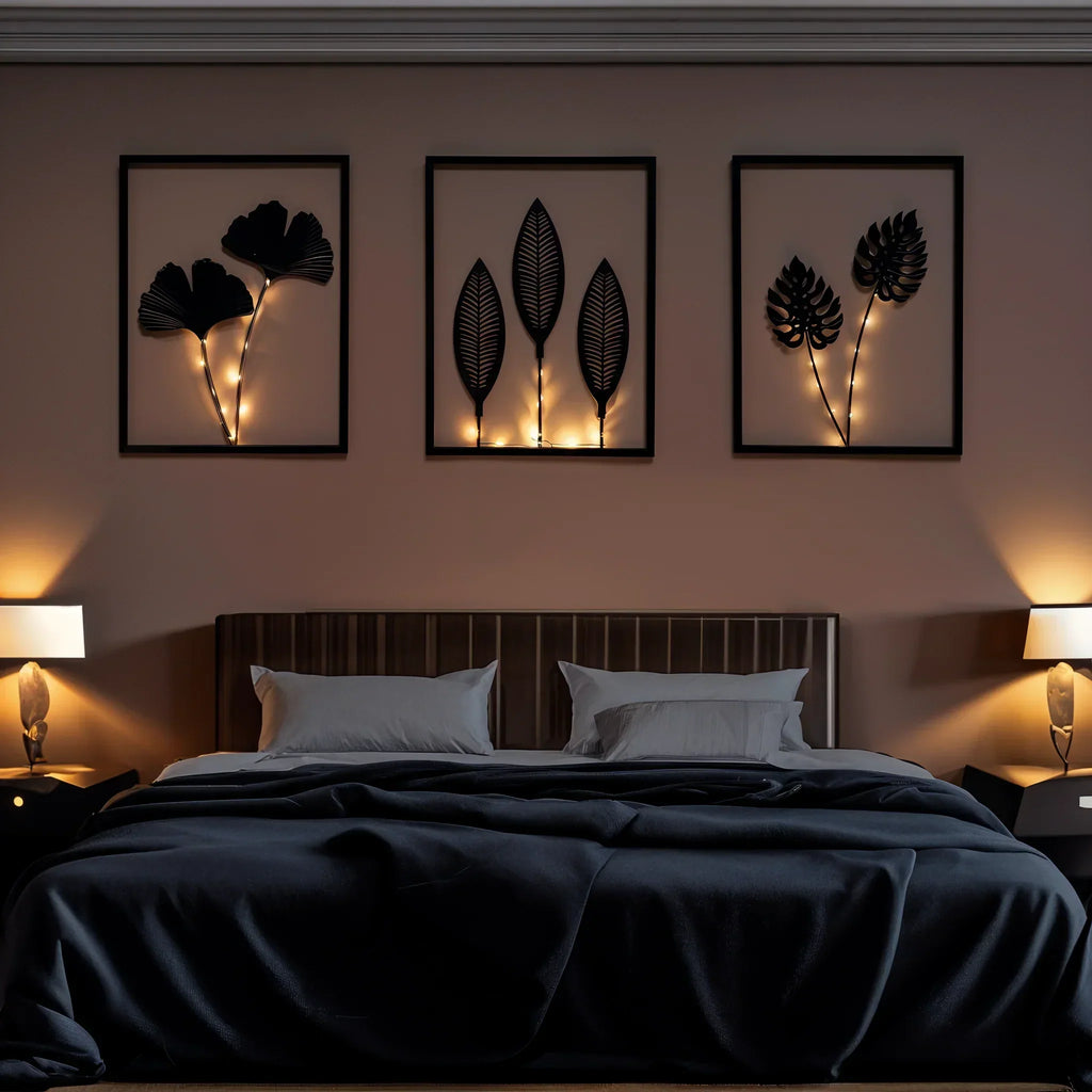 Decoración de Pared LED con Diseño de Hoja Botánica y Luz Cálida