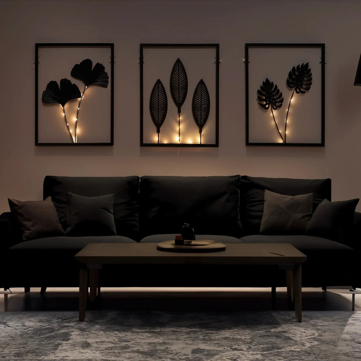 Decoración de Pared LED con Diseño de Hoja Botánica y Luz Cálida