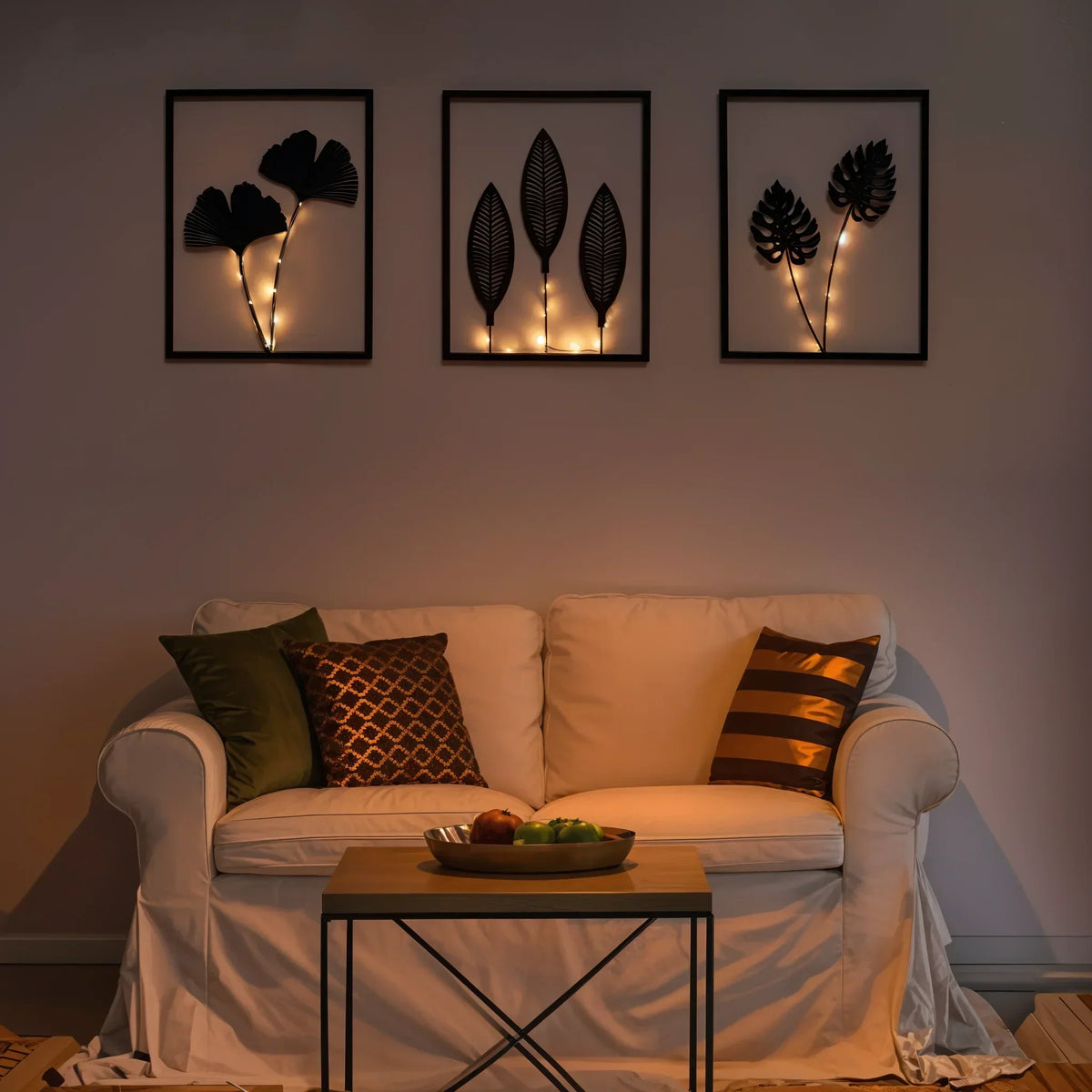 Decoración de Pared LED con Diseño de Hoja Botánica y Luz Cálida