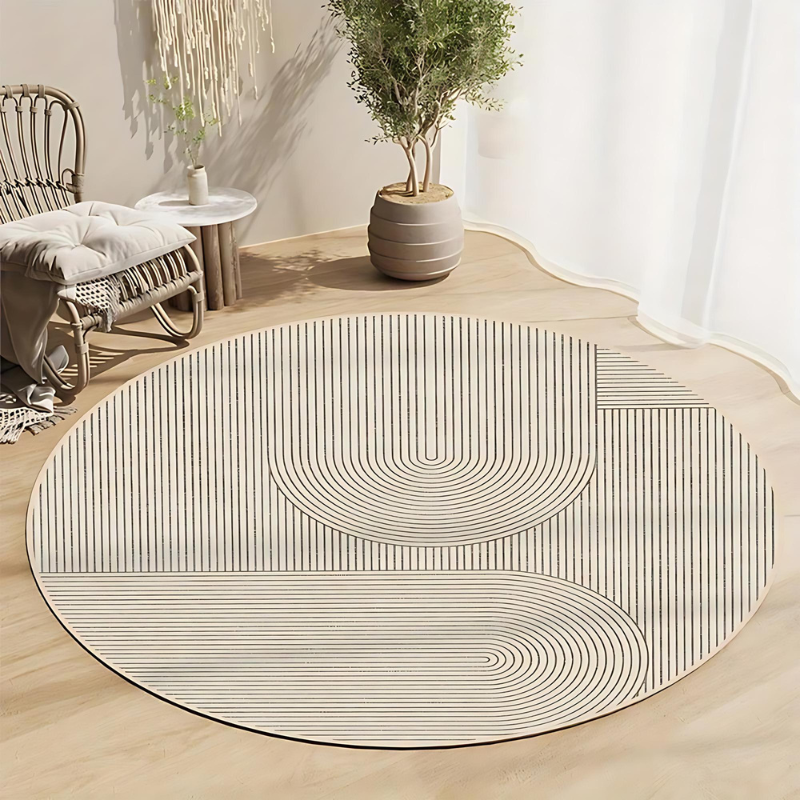 Nordelle - Elegante Alfombra Redonda Antideslizante, Suave Diseño Escandinavo para Sala de Estar
