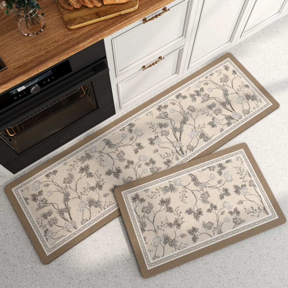 Alfombra de Cocina con Rayas Florales Lujosas