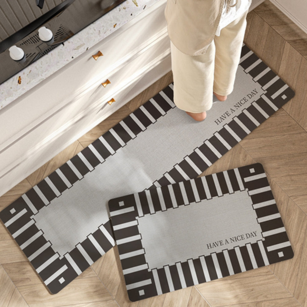 Alfombra de Cocina con Rayas Florales Lujosas