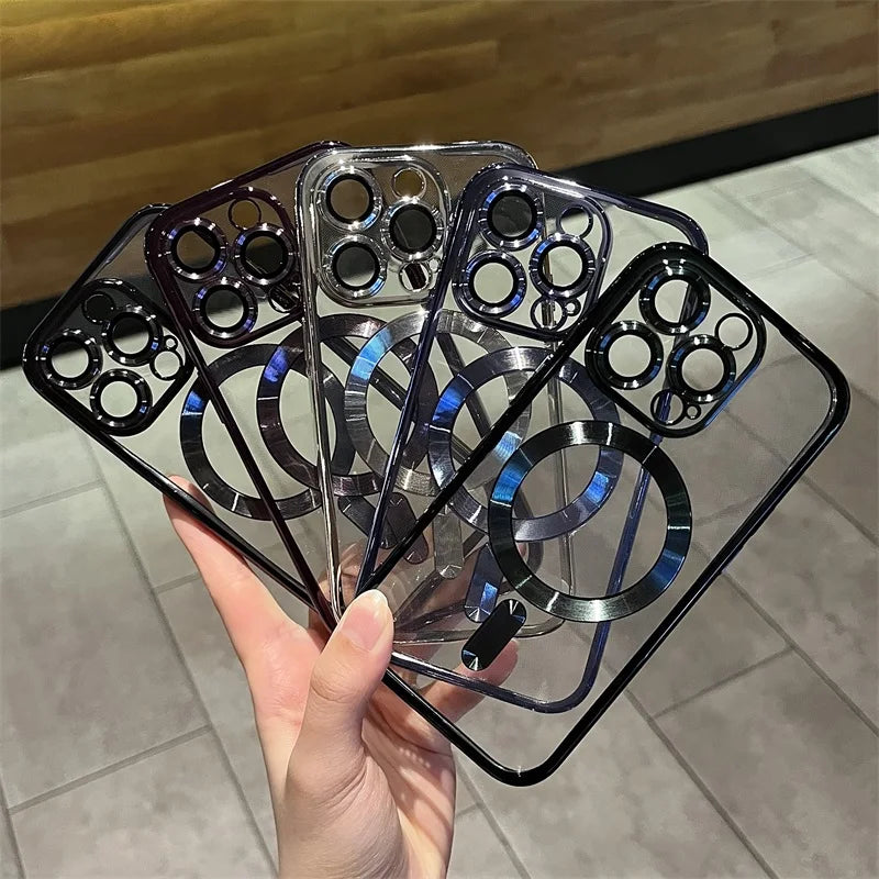 Funda Magnética Suave Transparente para iPhone