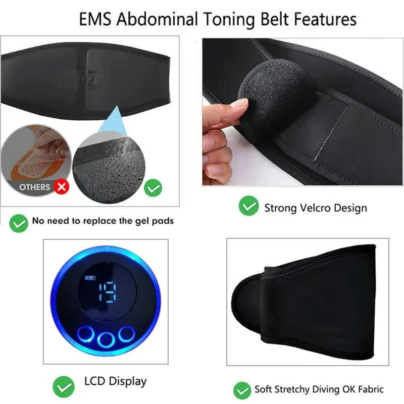 EMS TRAINER - Entrenador muscular eléctrico para la estimulación específica de los músculos abdominales para un entrenamiento efectivo en la vida diaria