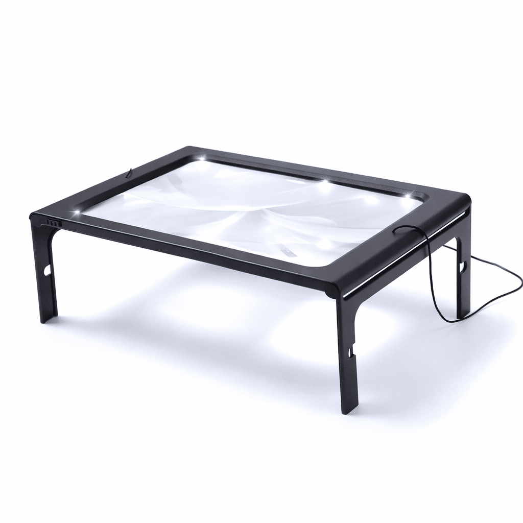 TEXTDESK – Loupe de table pliable 3x avec éclairage LED pour lecture sans les mains
