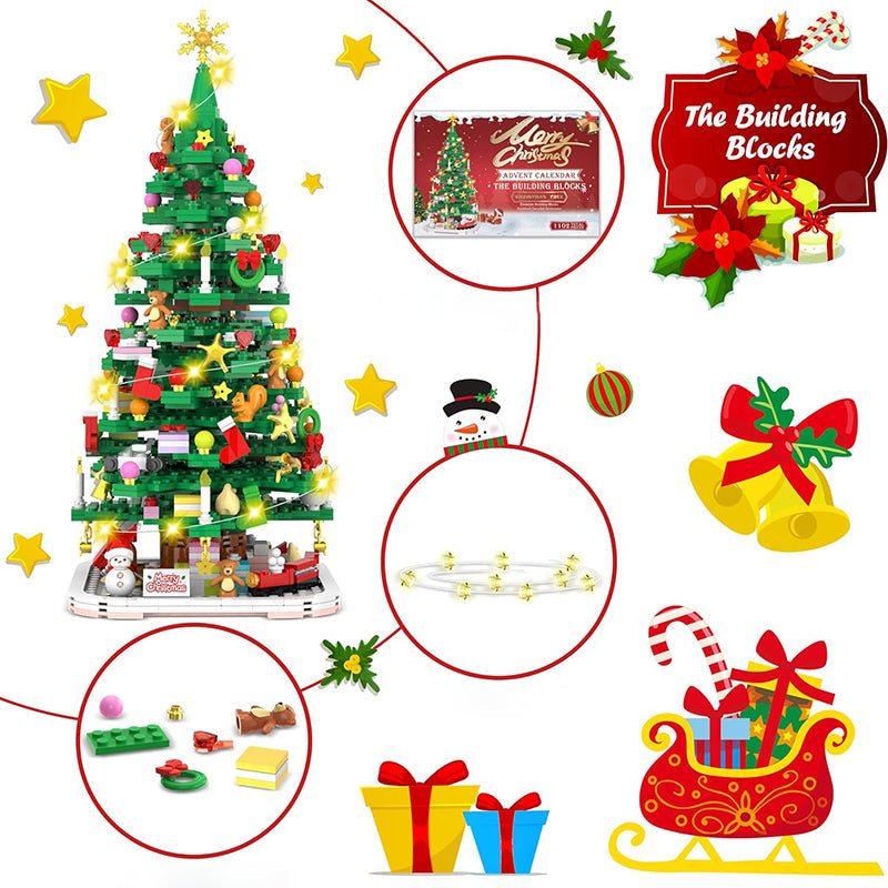 Calendario de Adviento de Navidad de 1102 piezas para recuerdos creativos de las fiestas