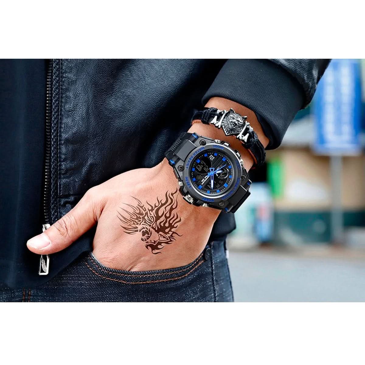 Reloj Militar para Hombre con Pantalla Analógica Digital y Funciones