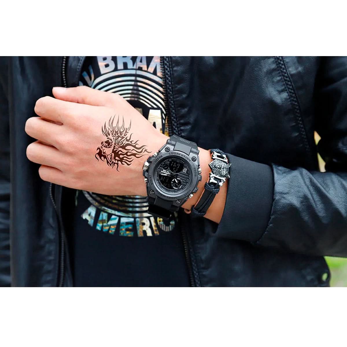 Reloj Militar para Hombre con Pantalla Analógica Digital y Funciones