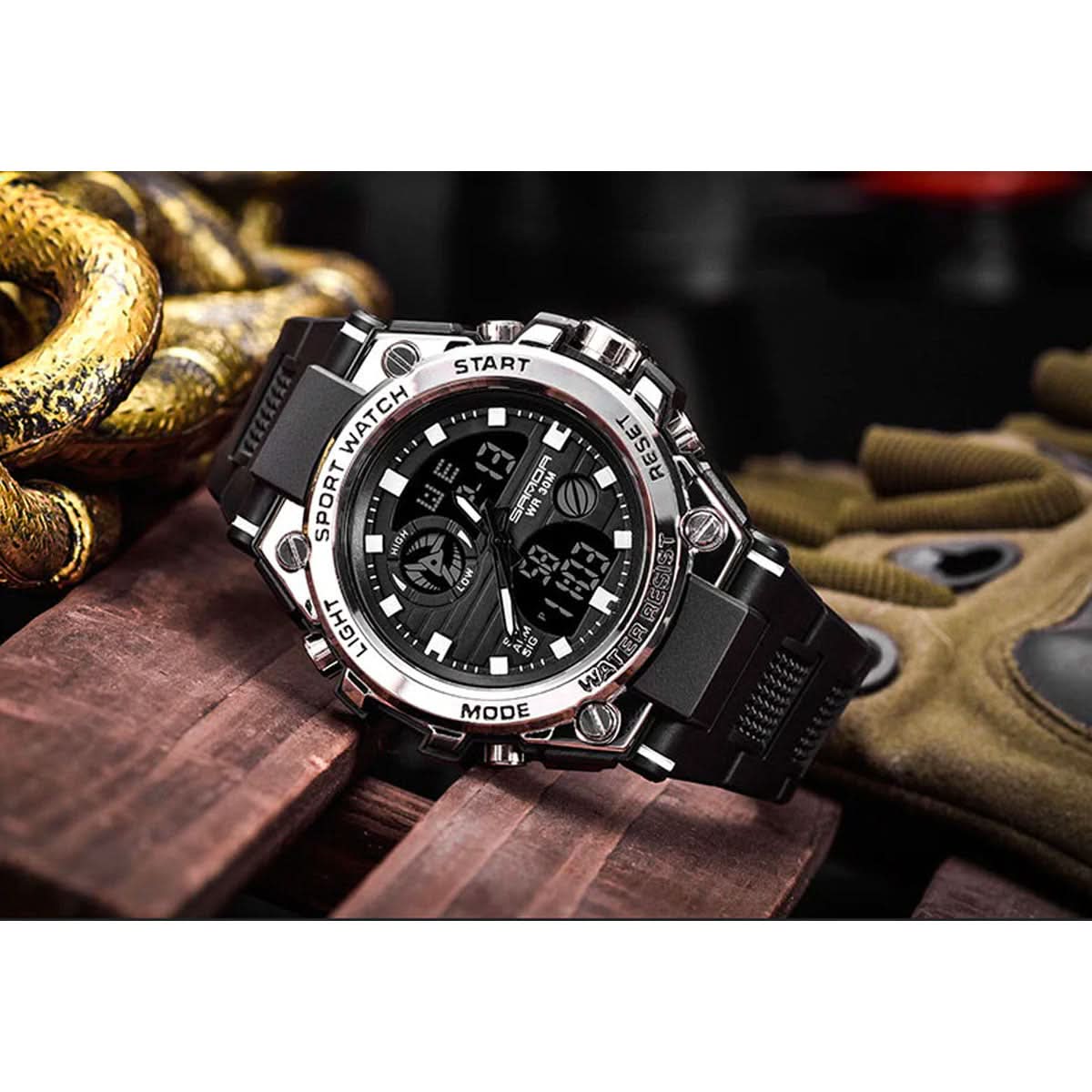 Reloj Militar para Hombre con Pantalla Analógica Digital y Funciones