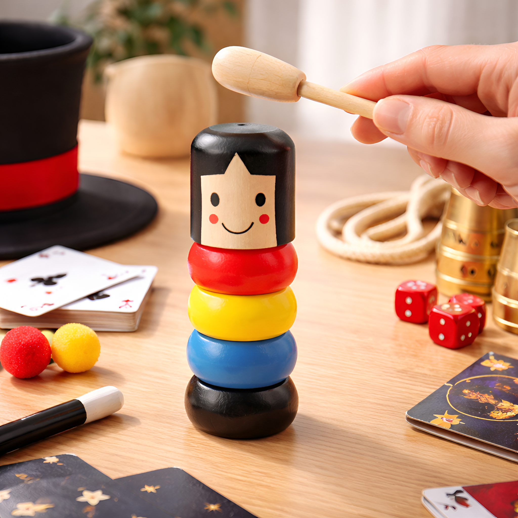 Bruce - Muñeco Daruma Indestructible de Madera para Trucos