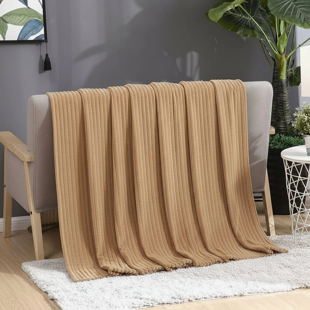 STRIPEWARM – Manta de franela de felpa ancha con diseño de rayas