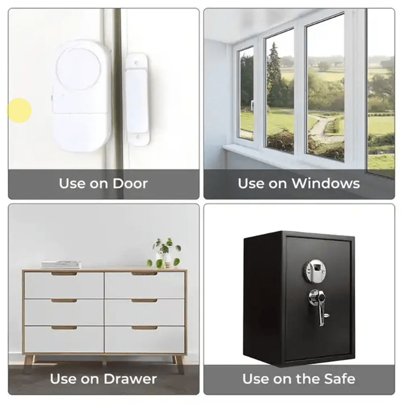 SAFEGUARD – Alarma de puerta inalámbrica con función de protección de 90 dB