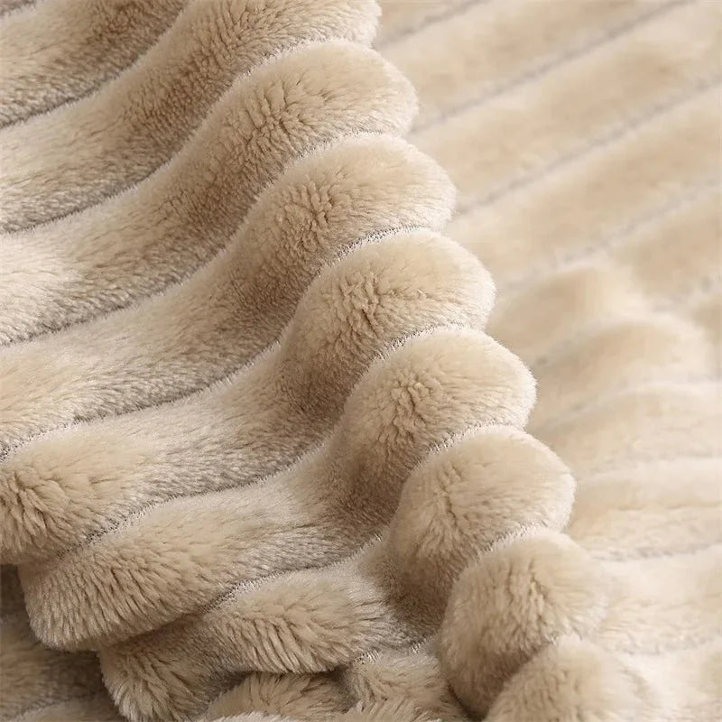 STRIPEWARM – Manta de franela de felpa ancha con diseño de rayas