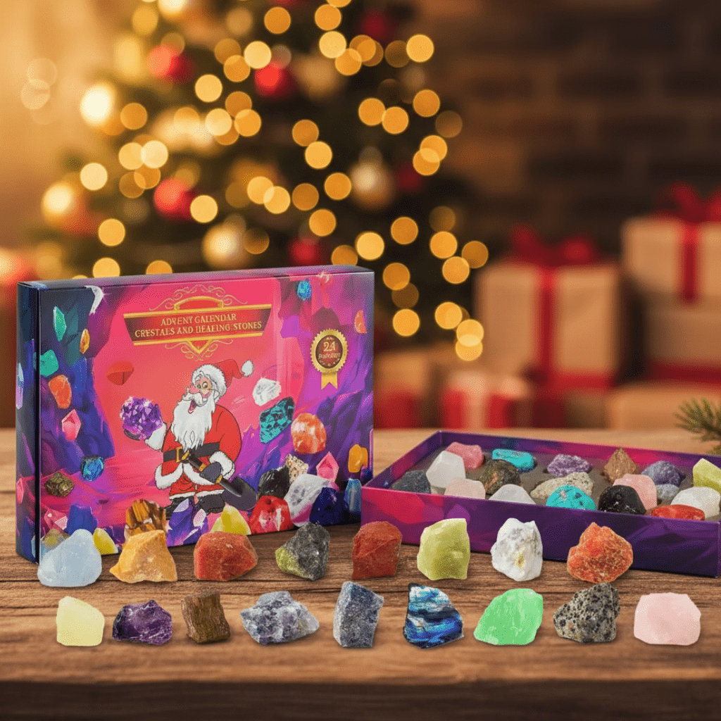 CRYSTALGEMS – Calendario de Adviento de Piedras Preciosas Mágicas con 24 Cristales Naturales