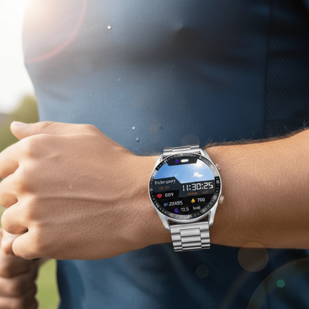 CARDIOTRON – Montre intelligente premium pour hommes avec ECG+PPG et fonction d’appel