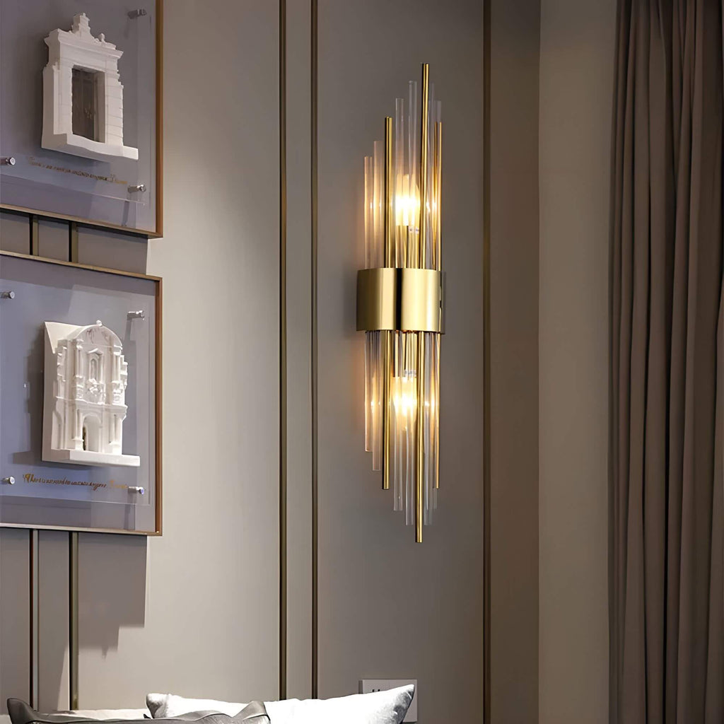 Aplique de cristal dorado – brillante, elegante y luz cálida
