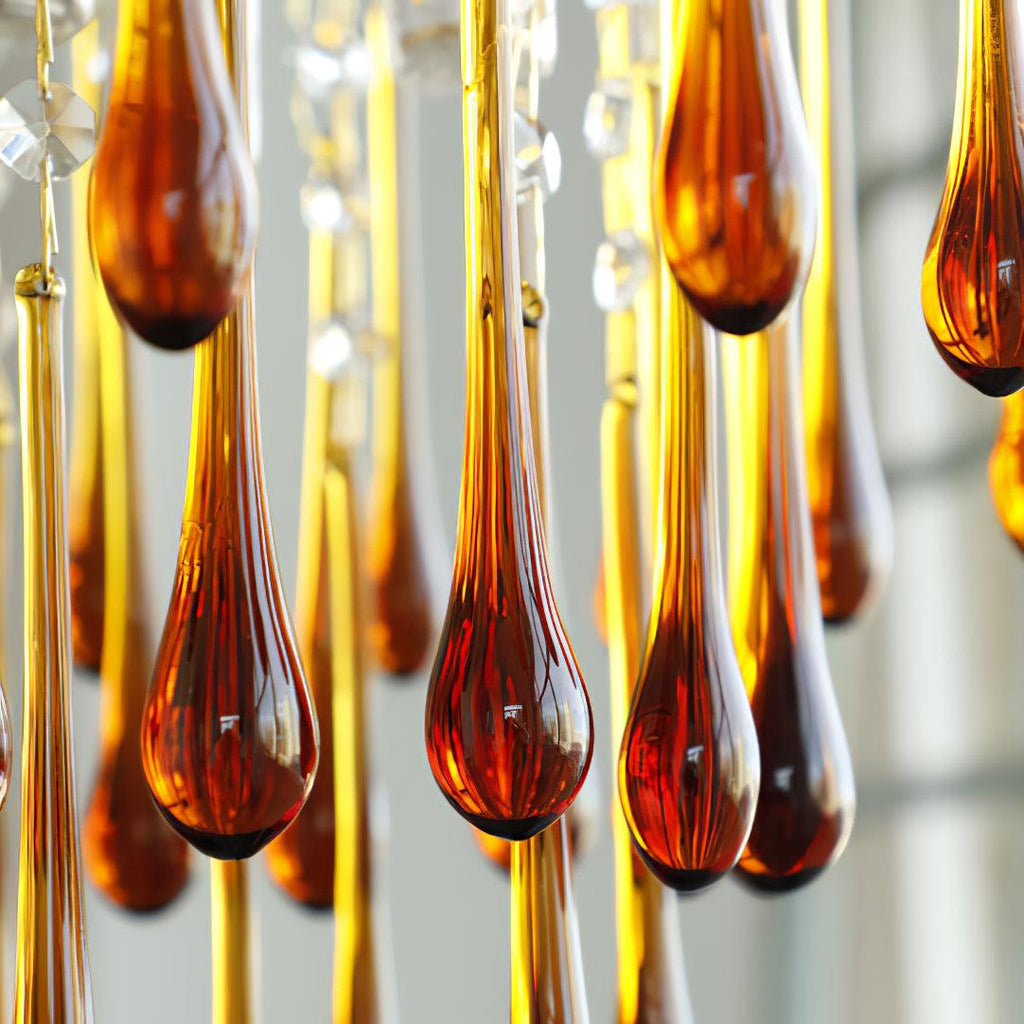 Cristal de vidrio | Lámpara de techo de bronce
