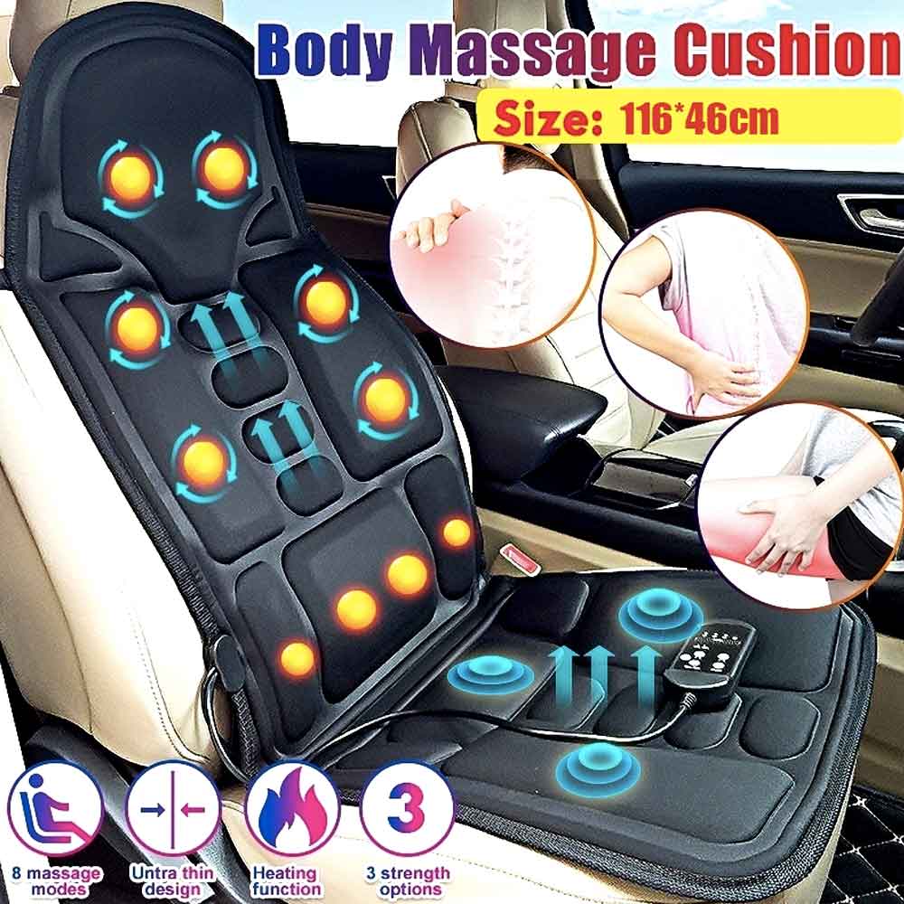Almohadilla de masaje ergonómica | Masaje Shiatsu y de vibración para cuello, espalda y muslos | Función de calor opcional | Incluye adaptador de coche y control remoto
