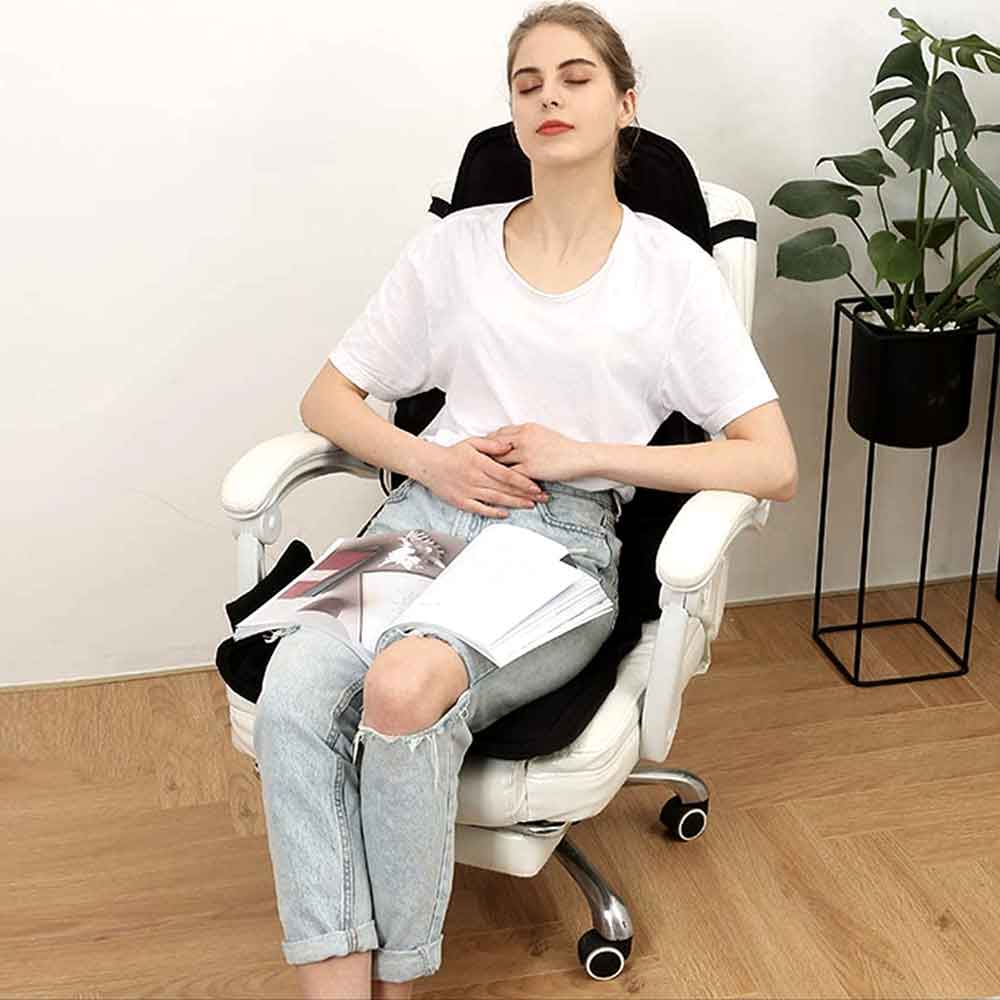 Almohadilla de masaje ergonómica | Masaje Shiatsu y de vibración para cuello, espalda y muslos | Función de calor opcional | Incluye adaptador de coche y control remoto
